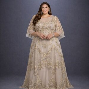 Lara Amber Lattice Lace Champagne Wedding Gown 20 Beaded Illusion Bridal Dress